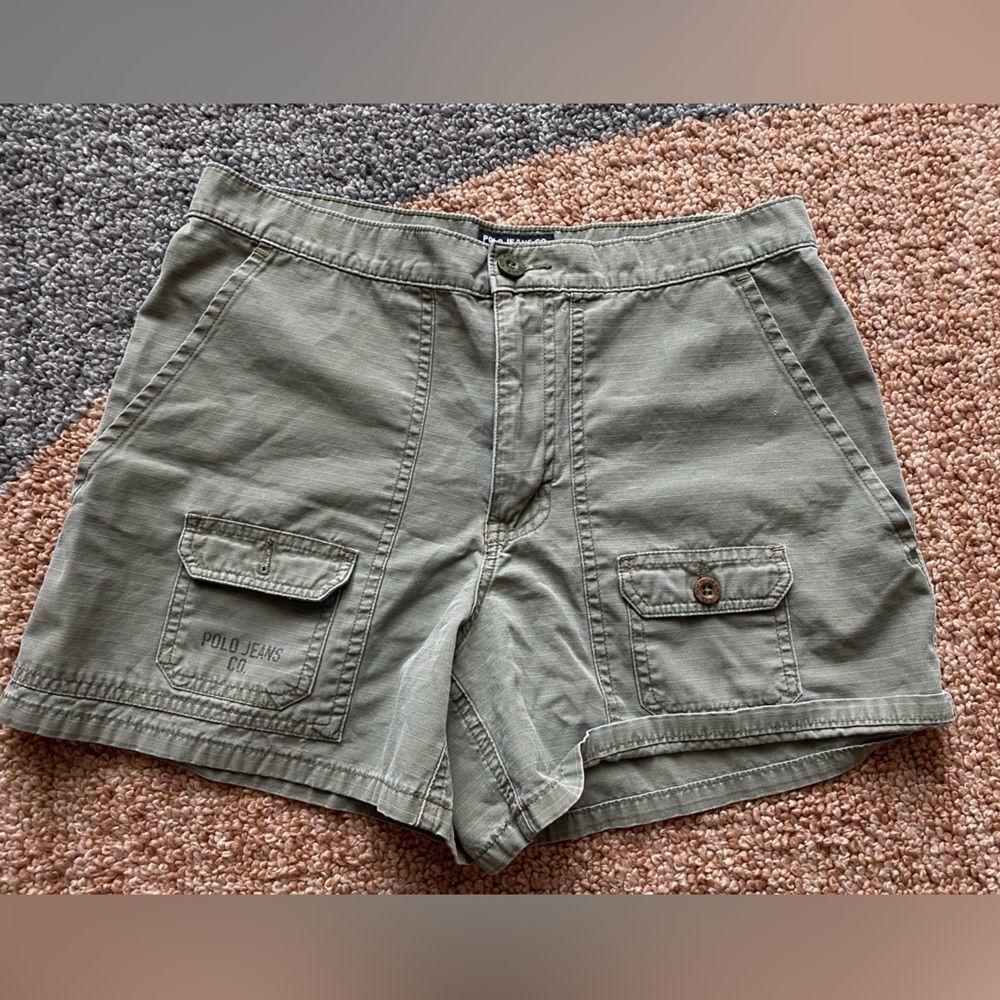 Y2K Polo Jeans Co Ralph Lauren Military Style Army Green Women’s Shorts 6 VTG